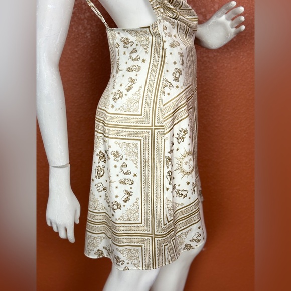 Danielle Bernstein Cream and Brown Zodiac Patterned Mini Dress Size 14. E47 - Picture 8 of 13